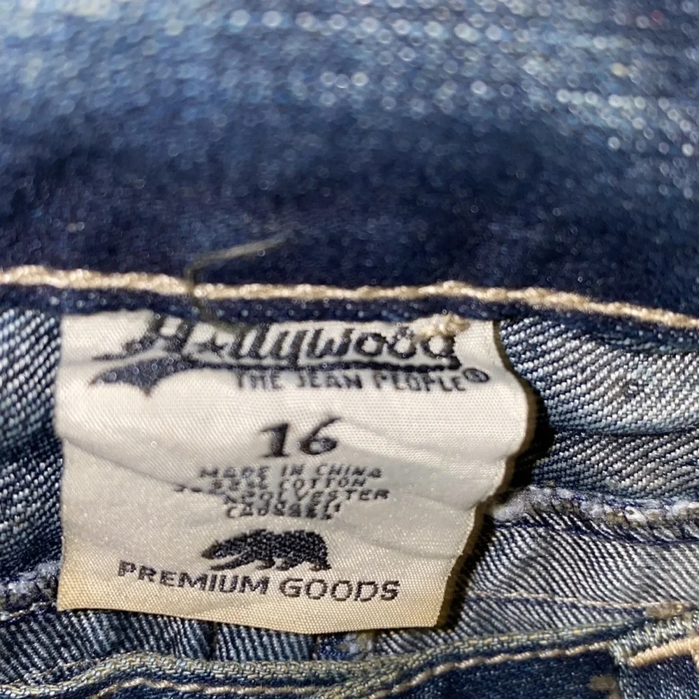 Hollywood The Jean People Size 16 Low Boot Cut Faded Denim Jeans - Picture 2 of 14